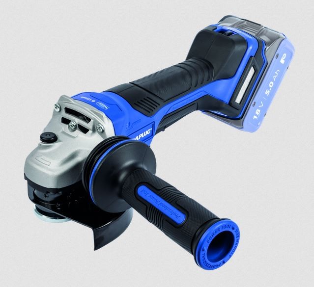 RAWLPLUG Brúska uhlová AKU bezuhlíková 125mm s reguláciou otáčok, pádlový spínač, RawlCase