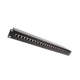 Osadený patch panel SOLARIX Cat5E STP, 24xRJ45, čierny 1U