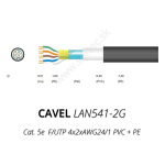 LAN kábel vonkajší CAVEL 541-2G, Cat5e, PVC+PE,  F/UTP (FTP), čierny, predaj na metre