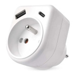 Rozbočovacia zásuvka 1×230V, 1×USB-A + 1×USB-C, biela