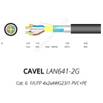 LAN kábel vonkajší CAVEL 641-2G, Cat6, PVC+PE, F/UTP (FTP), čierny, predaj na metre